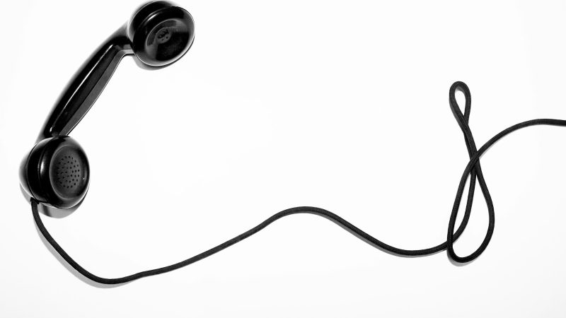 black corded telephone