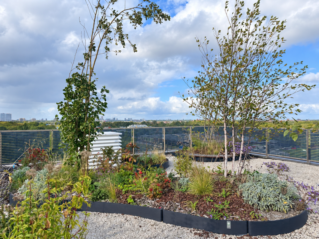 Roof garden with seating islands – The Urban Woods Delft